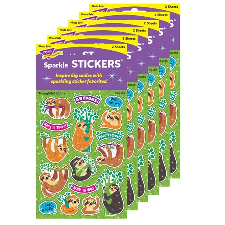 Trend Enterprises Thoughtful Sloths Sparkle Stickers, PK192 T63359